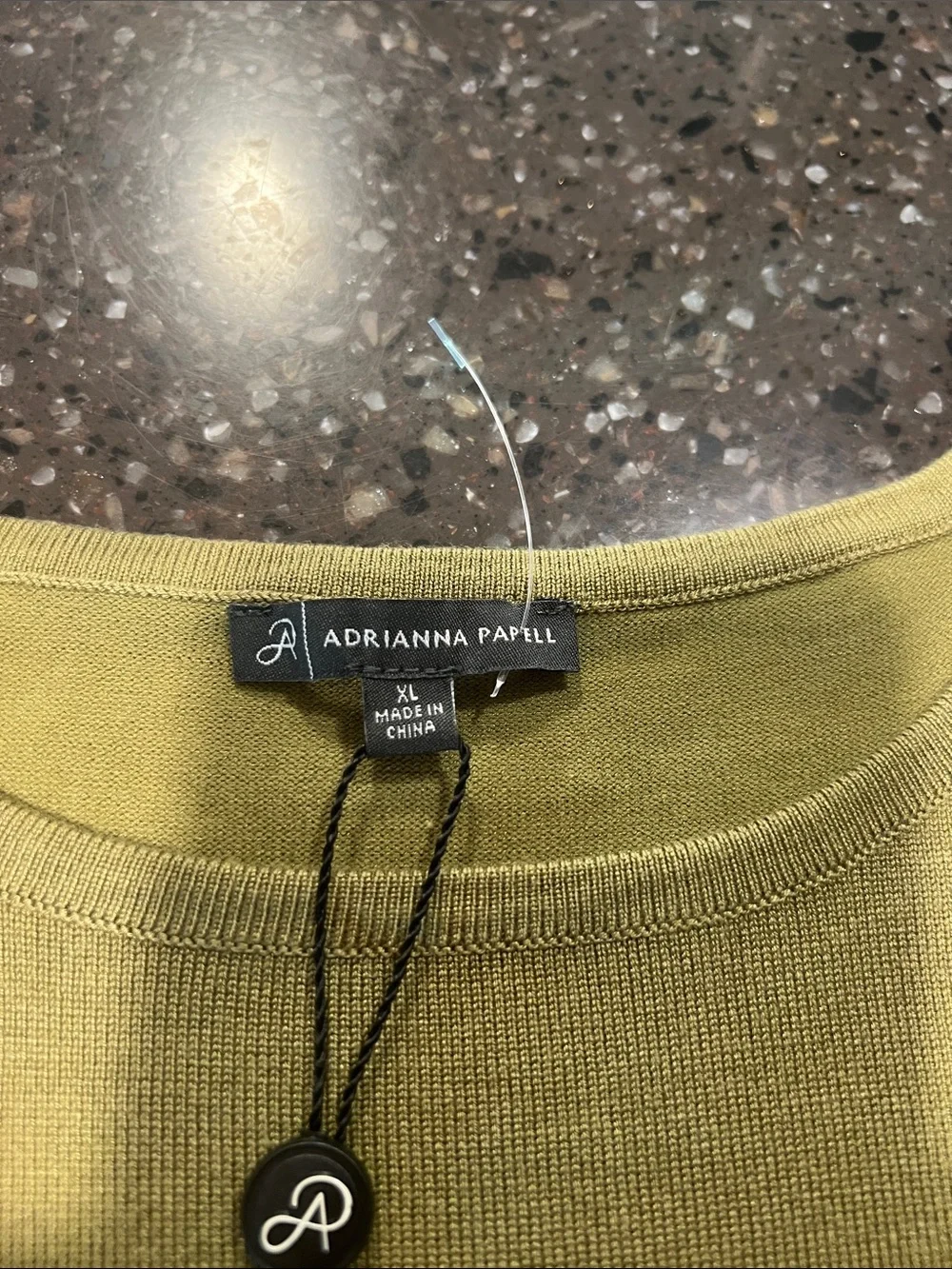 Adrianna Papell Light Olive Puff-Sleeve Knit Top - Picture 2 of 3